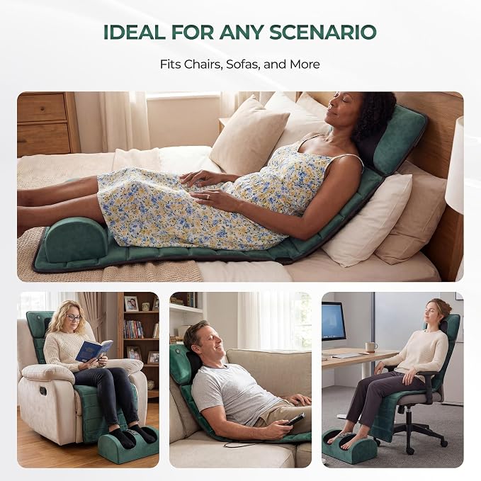 Full Body Massage Mat with Heat, Detachable Massager Pad for Deep Tissue Pain Relief, 10 Vibrating Motors for Relaxation at Home or Office