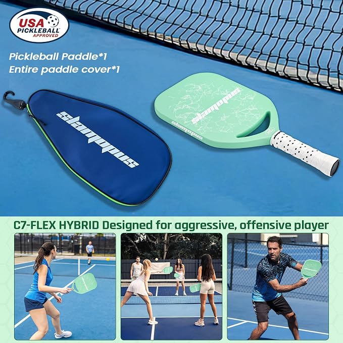 Pro Pickleball Paddle| T700 Carbon Fiber Pickleball Paddles with 16mm Polymer Honeycomb Core & Overgrips| Premium Pickle Ball Racket Enhanced Control & Spin & Power| USAPA Approved