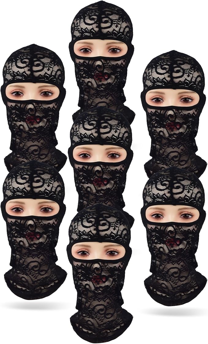 Xeoxarel Full Face Lace Mask Balaclava, Mesh Sexy Cover for Men/Women, Masquerade Party Punk Stretchy Spandex Hood