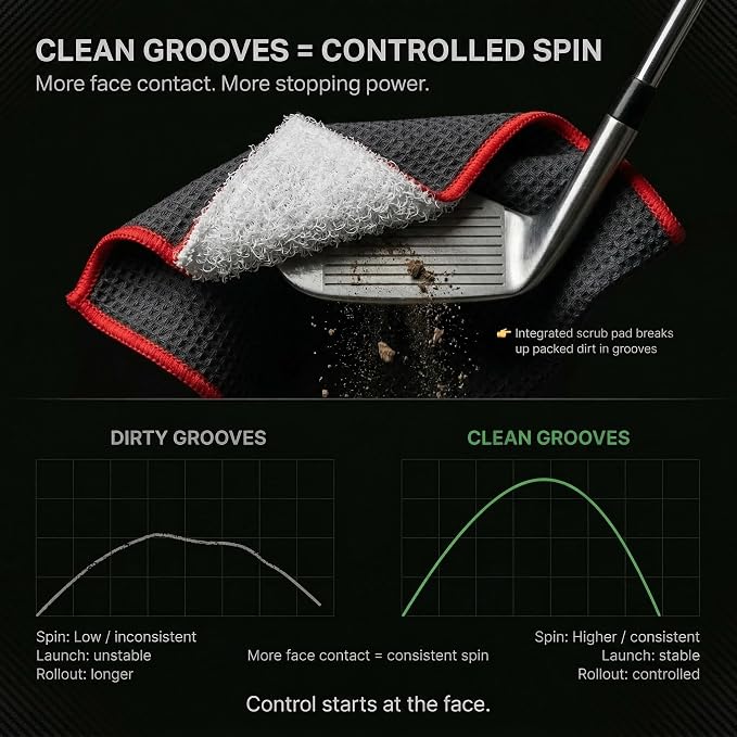 Magnetic Towel Club Glove Gear - 3 Stage Cleaning System- Microfiber Rag with Magnet for Golfcart Bags for Men and Women Augusta Green, 16" x 40" The 40