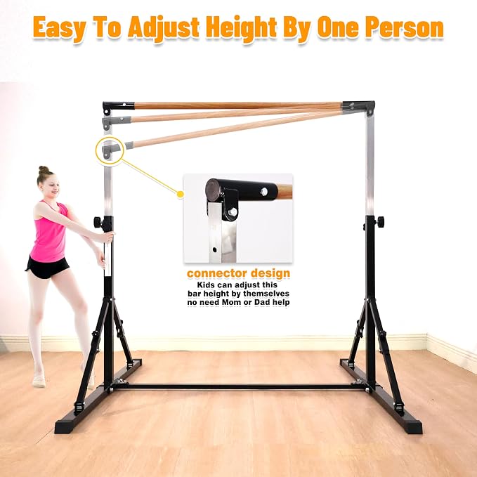 MARFULA 4FT/5FT Gymnastic Bar Set Gymnastics Kip Bar with 5 Ft Length 4Ft Inner Width 5ft Adjust Height Gymnastics Training Bar Equipment for Kids Professional Training Home and Club Use