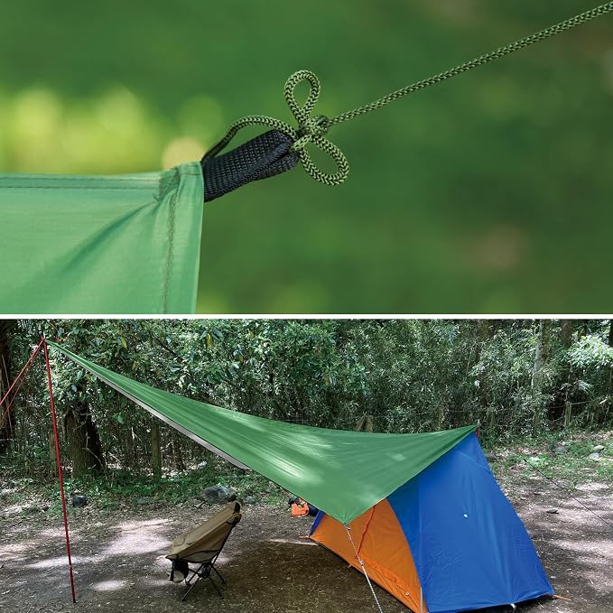 TRIWONDER Camping Tarp Waterproof Rain Fly Hammock Shelter for Hiking, Backpacking, Hammock, Beach, Picnic and Other Outdoor Activities - Accessories Included (Green)