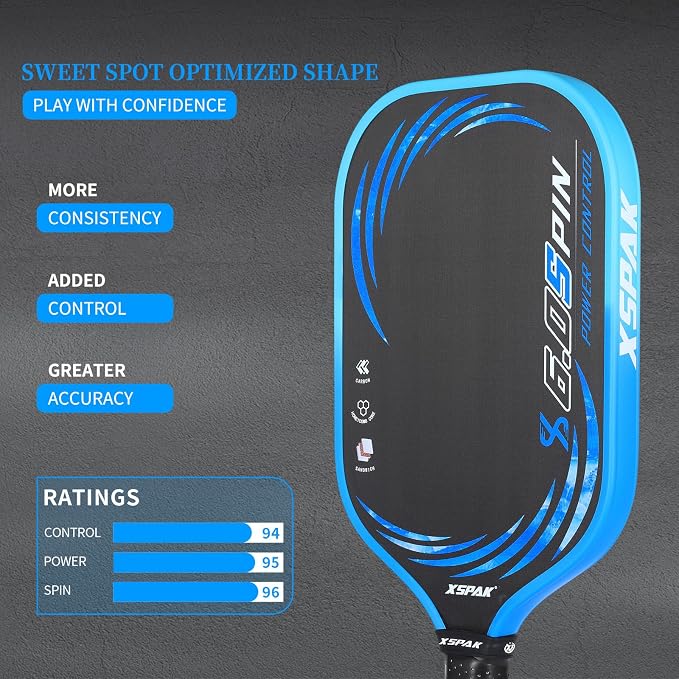 Pickleball Paddle, T700 Carbon Fiber Abrasion-Resistant Surface, 19MM Polypropylene Honeycomb core, USAPA Approved, High Grit,The Sandwich Core System Higher Density Weaving Process