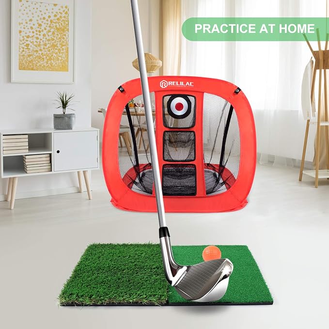 RELILAC Pop Up Golf Chipping Net - Indoor/Outdoor Golfing Target Accessories for Backyard Accuracy and Swing Practice - Gifts for Men, Dad, Husband, Women, Kid, Golfers