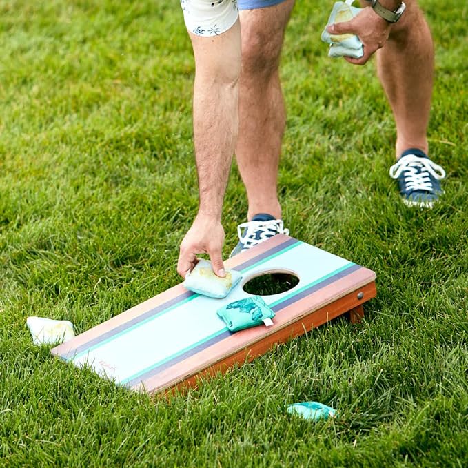 Elakai Cornhole Bags All Weather Dual Sided Slick and Stick Travel Size and Weight Set of 4 Travel Size 4 in x 4 in