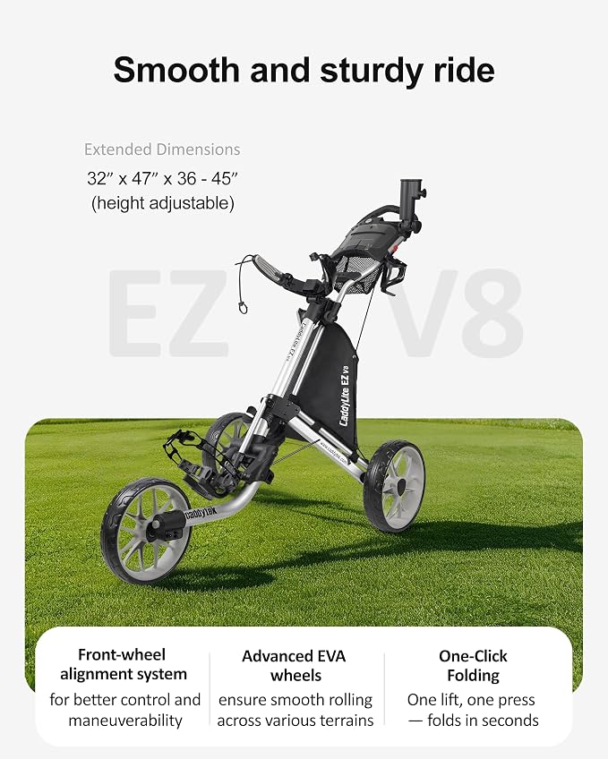 Caddytek Golf CaddyLite EZ Fold V8 3-Wheel Push Cart