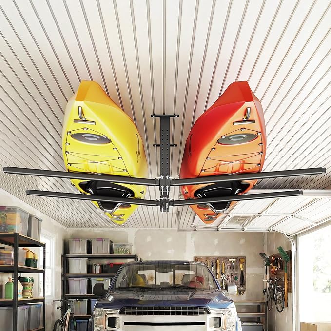 VEVOR Kayak Storage Rack, Heavy Duty Adjustable Freestanding Stand with Lockable Wheels for Indoor Outdoor Garage Shed Dock, Holder for Canoe, SUP, Surfboard & Paddleboard