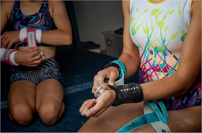 Gymnastics Grips Set, Grips for Gymnastics Girls, Dowel Grips with Soft Leather, Double Buckle Wrist Closure, and Adjustable Finger Holes, for All Ages