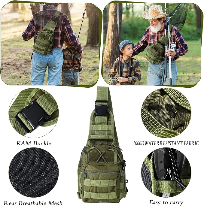 Hungdao 7 Pcs Fishing Backpack with Fishing Tool Kit Fish Gear Pliers Equipment Include Hook Remover Backpack Pliers Kit Scale Gripper Weigh Separator Fish Gifts for Men Women