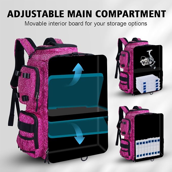 Goture Fishing Backpack,900D Water-Resistant Tackle Backpack with Rod Holders,45L Large Fishing Bag Storage Gear Tackle Bag with Rain Cover,Bottle Holder for Travel Camping Hiking(Without Tackle Box)