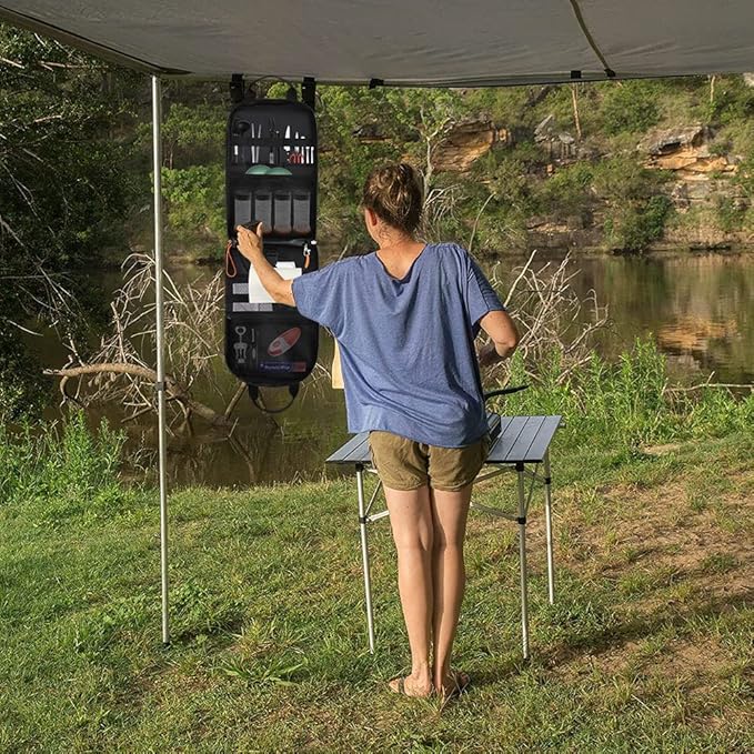 Camp Kitchen Organizer & Camping Chair Replacement Bag, with Hanging Hooks & Large Zipper Mouth, Multi-pocket Waterproof Camping Storage for Travel Outdoor Camping