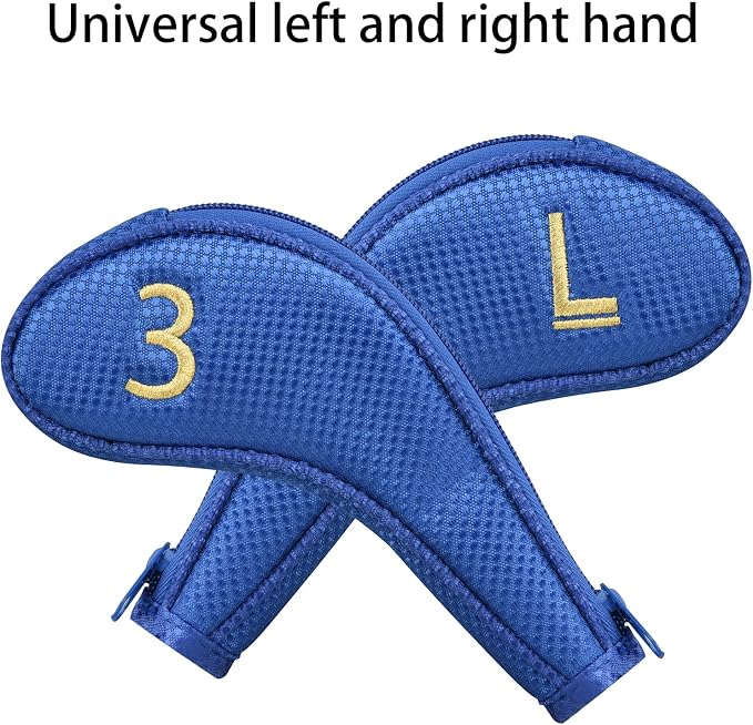 11pcs/Set Golf Club Sock Iron Head Covers Headcover with No. on Both Sides Suitable for Right and Left Handed Golfer Zipper Closure