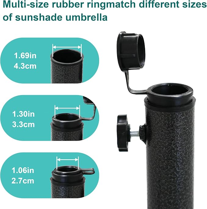 AMMSUN Foldable Portable Beach Umbrella Stand-Portable Patio Umbrella Base Holder,Iron Patio Umbrella Stand for Courtyard,Garden,Beach,Grass (Black)