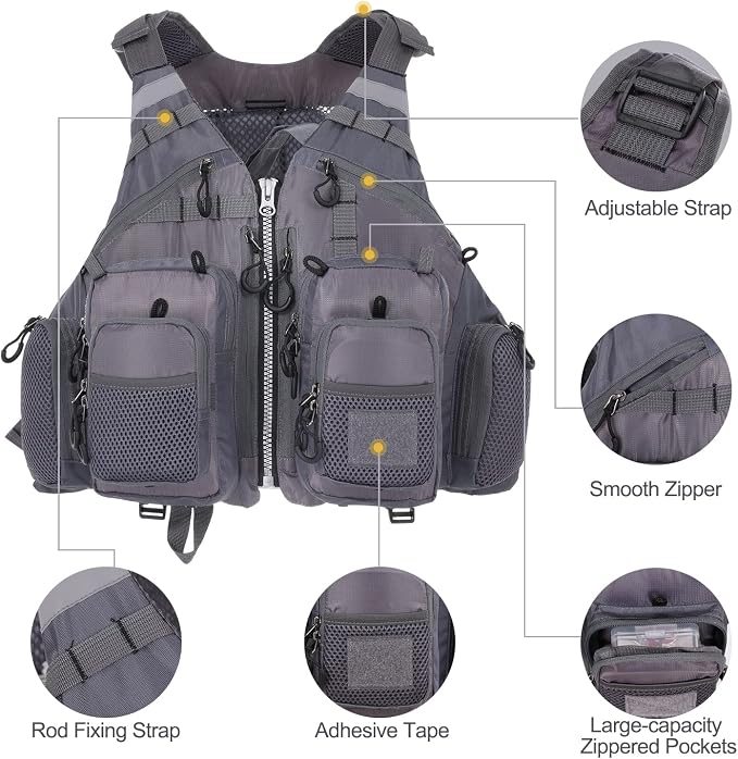 Lixada Fly Fishing Vest Fishing Jacket Breathable Polyester Mesh Design Fishing Vest