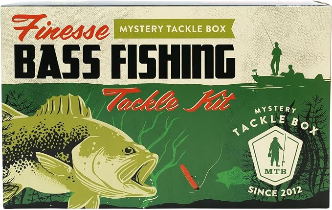 Catch Co Mystery Tackle Box Finesse Bass Fishing Kit (6-8 Baits & Decal) | 6-8 Baits for Largemouth and Smallmouth Bass - Includes Decal, Fishing Gifts, Fishing Gifts for Men