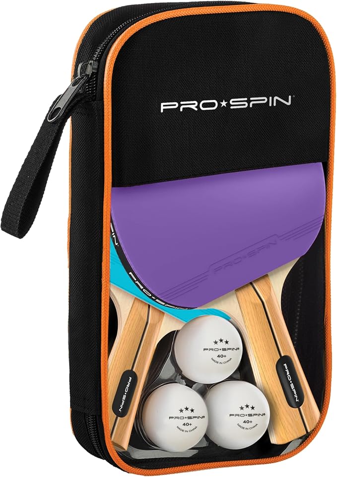 PRO-SPIN Ping Pong Paddles - High-Performance Set with Premium Table Tennis Rackets, 3-Star Ping Pong Balls, Compact Storage Case | Professional Quality Ping Pong Paddle Set | Indoor & Outdoor Games