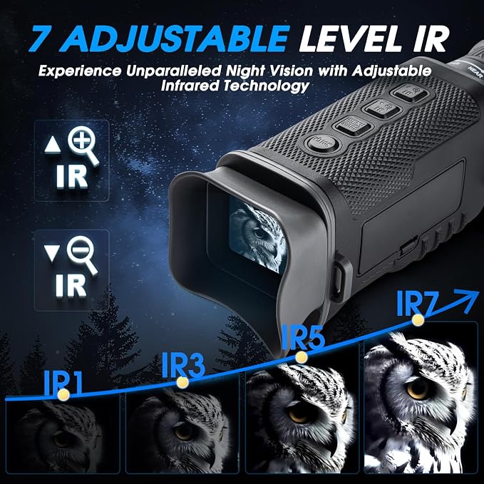 Night Vision Monocular 4K Digital Infrared Night Vision with 2" Larger Screen, 8X Digital Zoom, 2200mAh Rechargeable Battery, Tripod, 32G SD Card