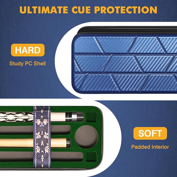 PEKREWS 1x1 Soft Cue Bag Red & 4x4 Hard Pool Cue Case Blue Set