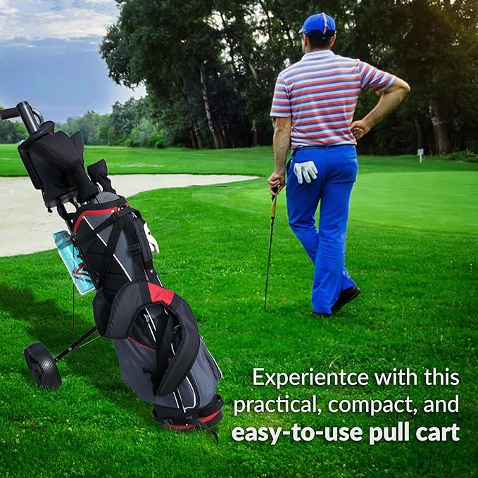 Caddytek CaddyLite 5.8 Deluxe Golf Pull Cart - Lightweight Folding 2 Wheel Golf Cart with Compact Design, Ergonomic Handle, Maintenance-Free Wheels, Mesh Net Storage, Portable and Trunk Friendly