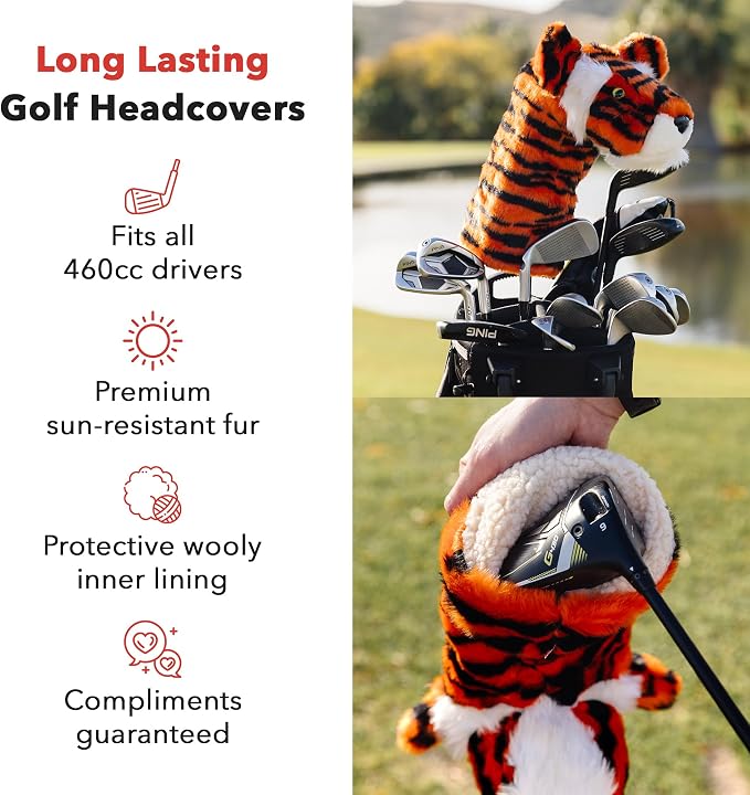 Daphne’s Headcovers Tiger Headcover Funny Golf Club Cover Stylish Protection for Club Driver Headcover for Men and Women