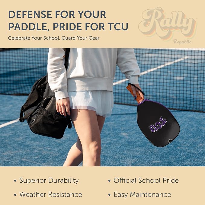 Officially Licensed Collegiate Pickleball Paddle Cover - Lightweight PU Leather Material - Durable Foam Interior Protection with Zippered Closure - Fits Most Paddles on the Market
