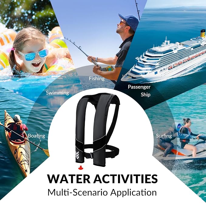 Automatic Inflatable Life Jackets for Adults Life Vests PFD Low Profile Load Capacity Up to 330lbs