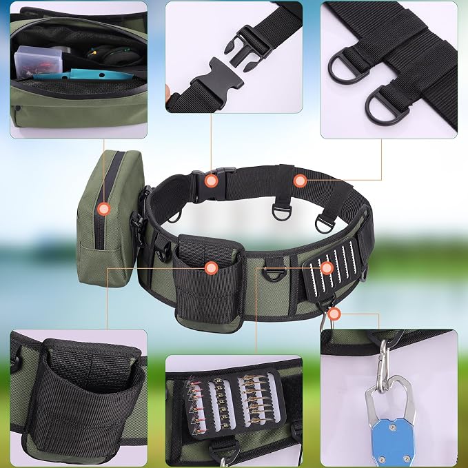 PELLOR Fishing Belt Rod Holder Adjustable Fishing Wading Belt
