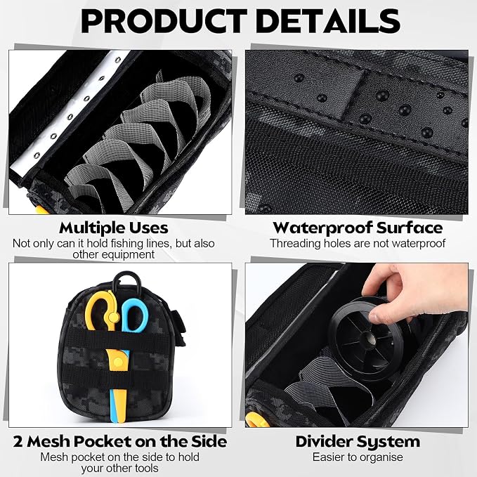 2 Pcs Fishing Line Storage Bag Tangle-free Line Management Bag for Father Gifts Clear View Window Water Resistant Removable Divider Leader Lines Holder Fishing Spool Organization