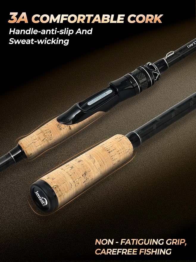 Jenseits Carbon Fiber Fishing Rod Series (6-12 Ft), Spinning & Casting Rods with Stainless Steel Ceramic Guides, Fast Action Fishing Pole for Bass, Trout, Walleye & Surf Fishing