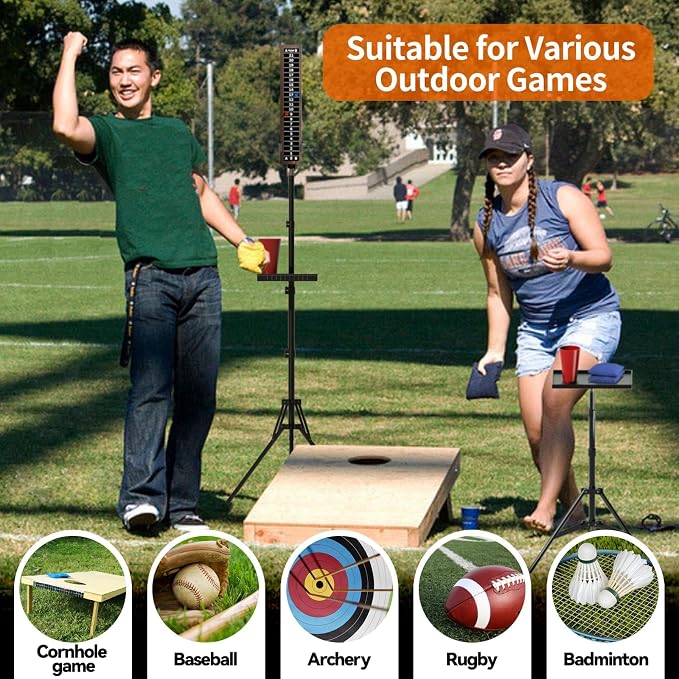 2 Sets Cornhole Scoreboard with Drink Holder and 1 Set Cornhole Boards Distance Setup Tool