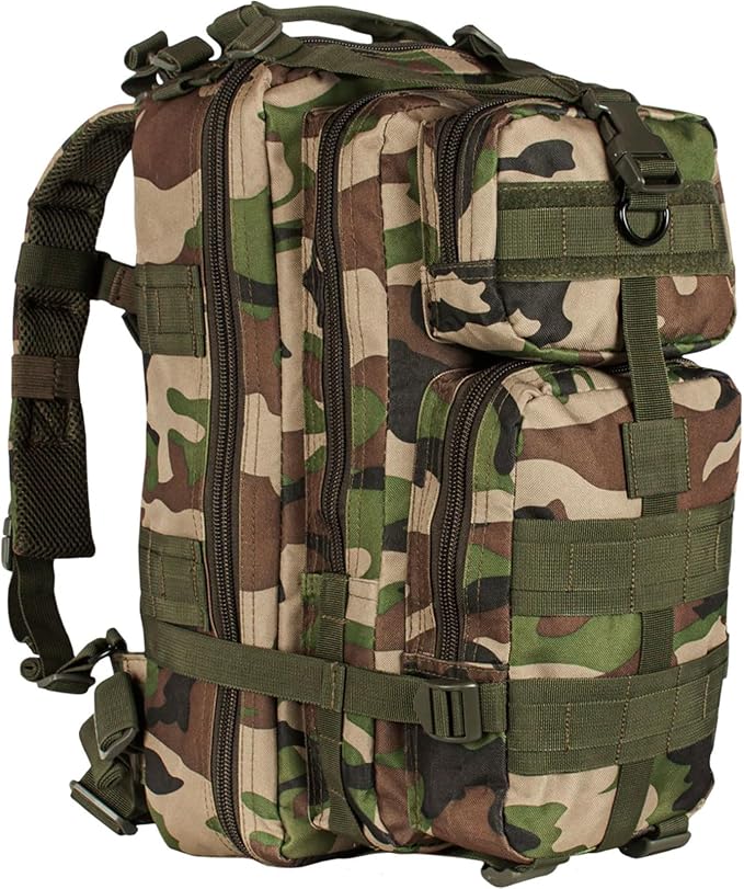 FOX OUTDOOR PRODUCTS Medium Transport Pack | 29L Tactical Backpack with Organizer Pockets, MOLLE Webbing & Hydration Sleeve, Woodland Camo
