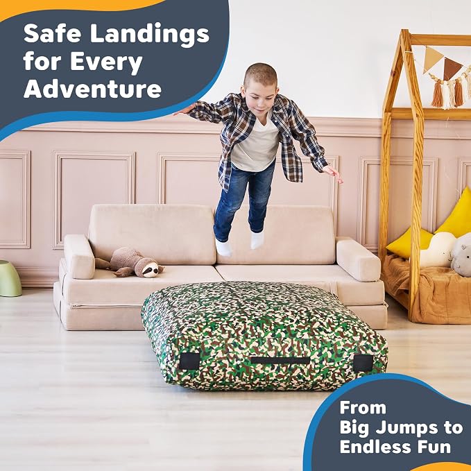 SaferBounce Crash Pad for Kids Sensory | Big 5Ft x 5Ft, 3Ft x 4Ft Or 3Ft x 3Ft | Autism Sensory Crash Mat for Jumping Play | Crashpad | Soft Foam Landing Pad | Giant Mat Pillow | Climbing, Gymnastics