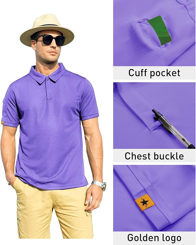 ZITY Mens Polo Shirt Short Sleeve Sports Tactical T-Shirt Athletic Golf Polos Daily Casual Stylish Collared Shirts for Men