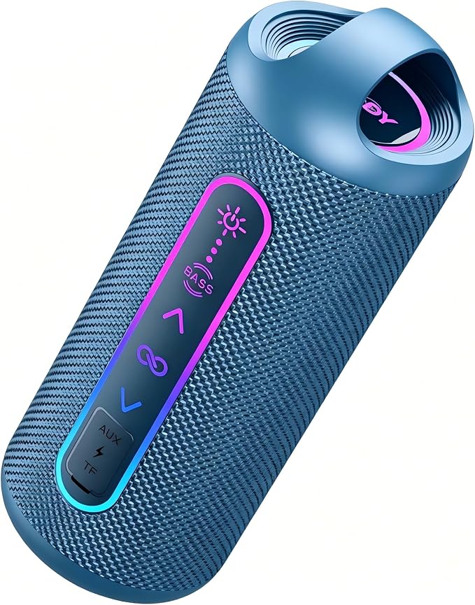 Wilody Portable Bluetooth Speaker, 20W Powerful Sound with EQ Modes, IPX6 Waterproof, 20H Playtime, Bluetooth 5.4, TWS, LED Lights, Portable Wireless Speakers for Home Party Camping Beach Outdoor