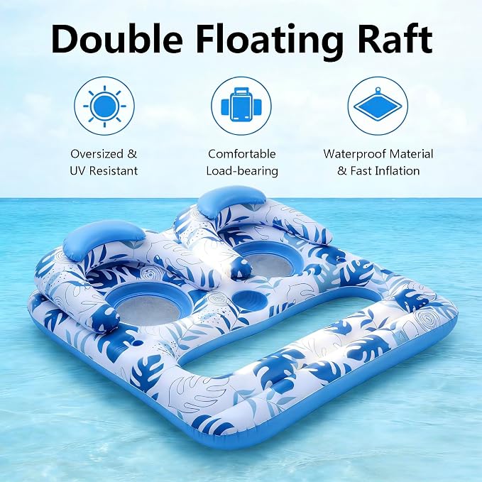Inflatable Tanning Pool Lounger Float for 2 Person