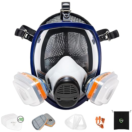 AirGearPro G-750 Full Face Respirator Mask with A1P2 Filter, Anti-Dust | Mask Ideal for Painting, Woodworking, Construction, Sanding, Spraying, DIY etc