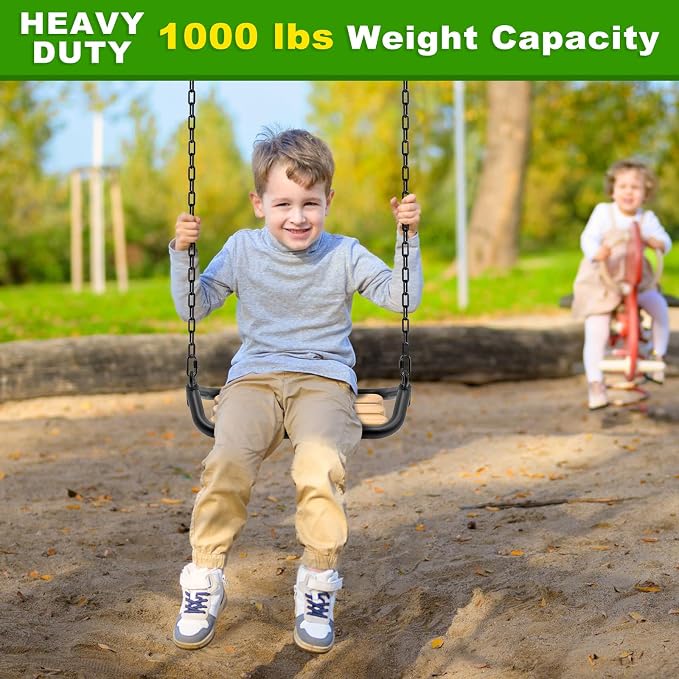 SELEWARE 2 Pack 100 Inch Hanging Swing Chain with 4 Carabiners, 1000LB Capacity Plastic Coated Hanging Chains, Hammock Hardware Kit for Swing, Hanging Chair, Punching Bags, Indoor Outdoor Gym (Black)