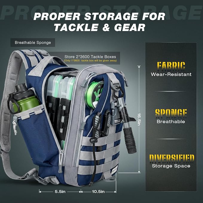 Ghosthorn Fishing Backpack with Tackle Boxes Fish Lip Gripper Pliers Lures Waterproof Tackle Bag with Rod Holder Fishing Gear