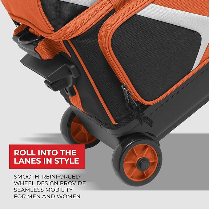 BSI Dash Roller Bowling Bag with Smooth Rolling Wheels, Padded Ball Compartment, Retractable Locking Handle, & Shoe Pocket