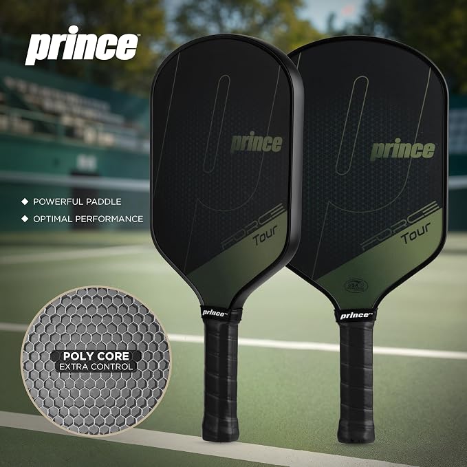 Prince - Force Tour Pro Pickleball Paddle, Lightweight High-Performance Paddle with Textured Surface for Power, Spin & Control, Green