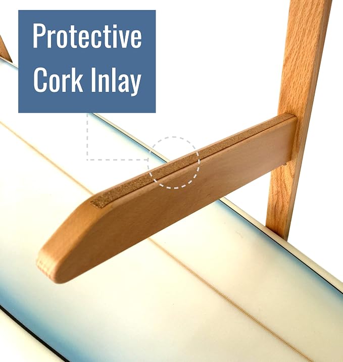 StoreYourBoard Timber Surfboard Wall Rack, Holds 3 Surfboards, Wood Home Storage Mount System
