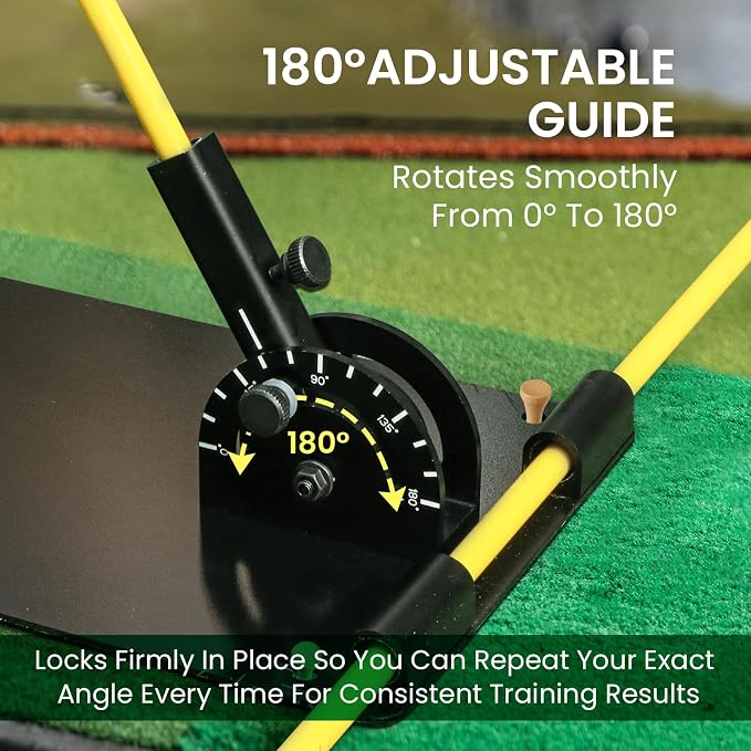 Amy Sport Golf Practice Plate with 180° Adjustable Guide, Durable Metal Plane Trainer Aid for Aiming Putting Swing & Golf Teaching, Stable Training Aid Alignment Stick Base for All Levels