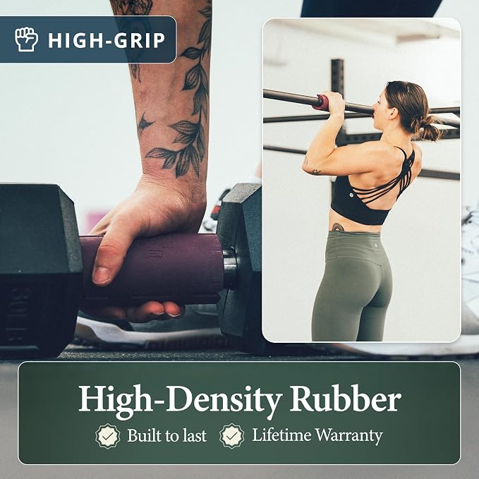 Tribus Thick Grips for Dumbbells & Barbells (2.05" & 2.44”) — Thick Grips for Dumbbells Bars & Fitness Equipment — For Grip Strength & Arm Training, Non-Slip Heavy Duty Rubber