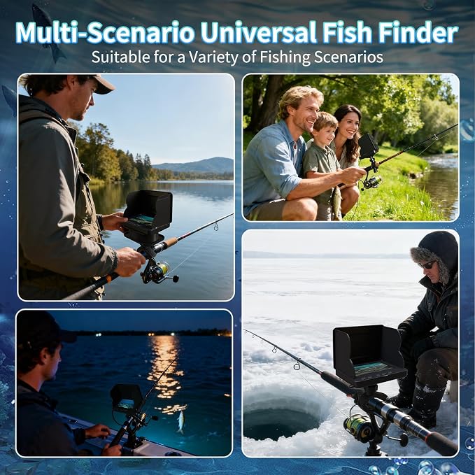 Underwater Fishing Camera,4.3 Inch HD Fishing Camera with 12 Infrared Night Vision Lights, 1000TVL Wide Angle IP68 Waterproof Fishing Camera for Lake Boat Kayak Ice Fishing