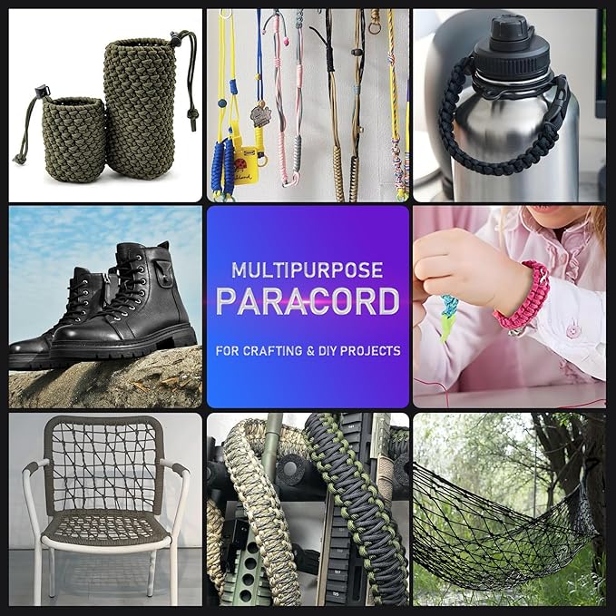 Paracordland-750LB Paracord Rope-100ft/500ft/1000ft- 9 Strand Parachute Spool Cord Heavy Duty String Ideal for Survival Gear Bracelet Camping Hikig Fishing-White-500FT