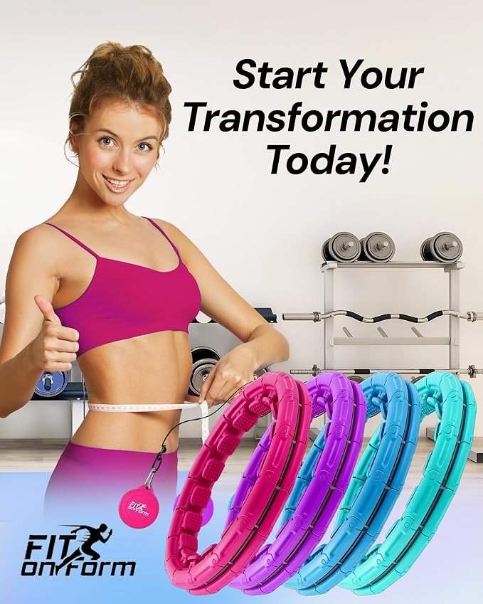 FIT ON FORM Infinity Weighted Hula Hoop for Adults Weight Loss, Smart Exercise Hola Circle Hoop for Women Abs Workout