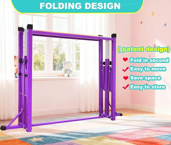 Marfula Gymnastic Bar For Kid and Teenage of 3-25, 5Ft/8 FT Base Length 4Ft Width 5Ft Adjust Height, Gymnastic Kip Bar For Gymnast, Gymnastic Training Equipment For Professional Training Home Club Use