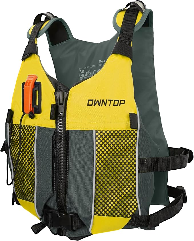 Owntop Swim Jacket Adult Youth | Hydration Pack | Dual Mesh Pockets | Attached Whistle | Ultra-Thin for Freer Movement | Kayak, Boating, Fishing, All Watersports