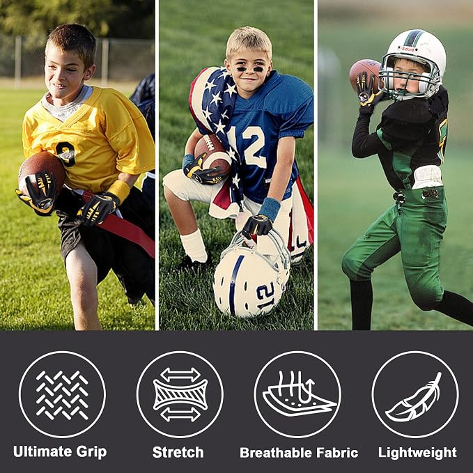 RIGWARL Football Gloves Adult Men, Youth Kids Football Gloves with Super Sticky Grip, Receiver Glove Adult Youth Kids Best Gift for Father‘s Day