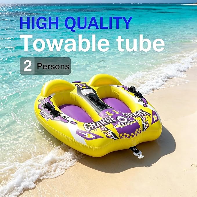 1-3 Person Towable Tubes for Boating, 113" Giant Super Sofa with 4500LB Tow Rope, Heavy-Duty 840D Nylon & 0.8mm PVC, Professional Inflatable Boat Tube for Family and Friends